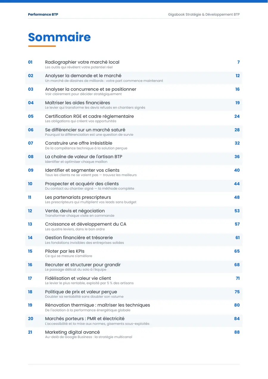 Page 4 de l’extrait du manuel Gigabook Stratégie & Développement BTP
