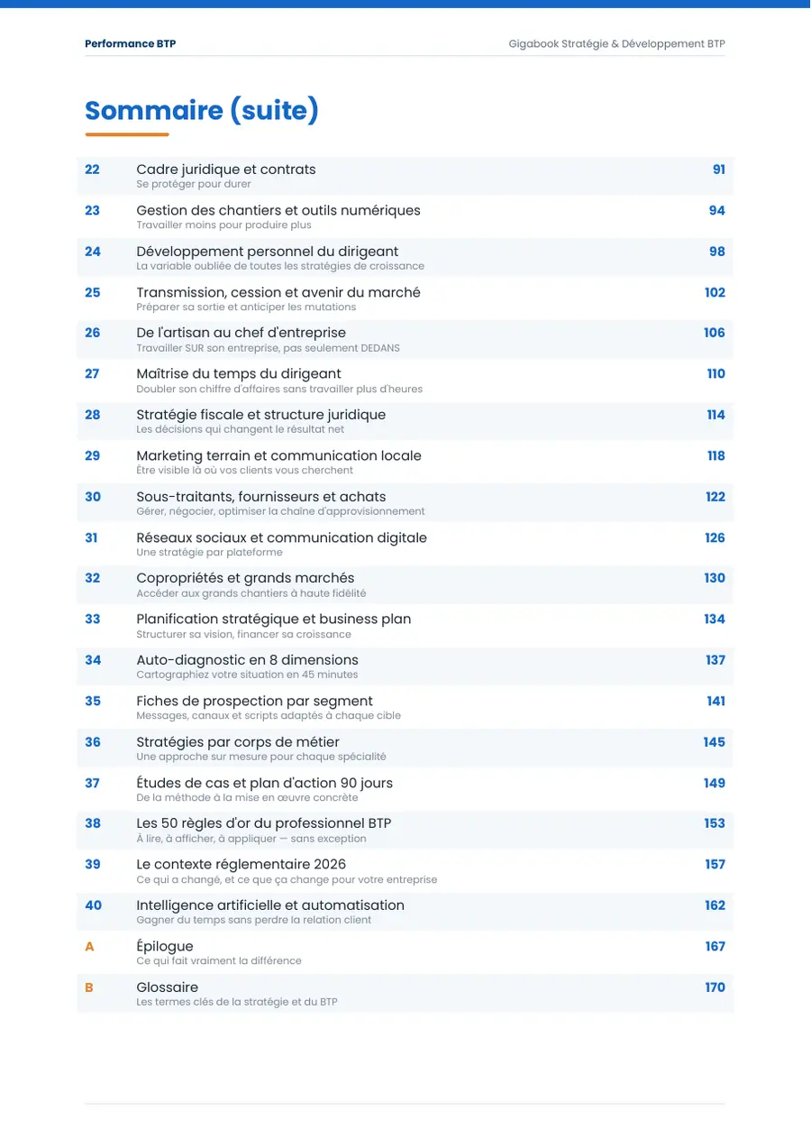 Page 5 de l’extrait du manuel Gigabook Stratégie & Développement BTP